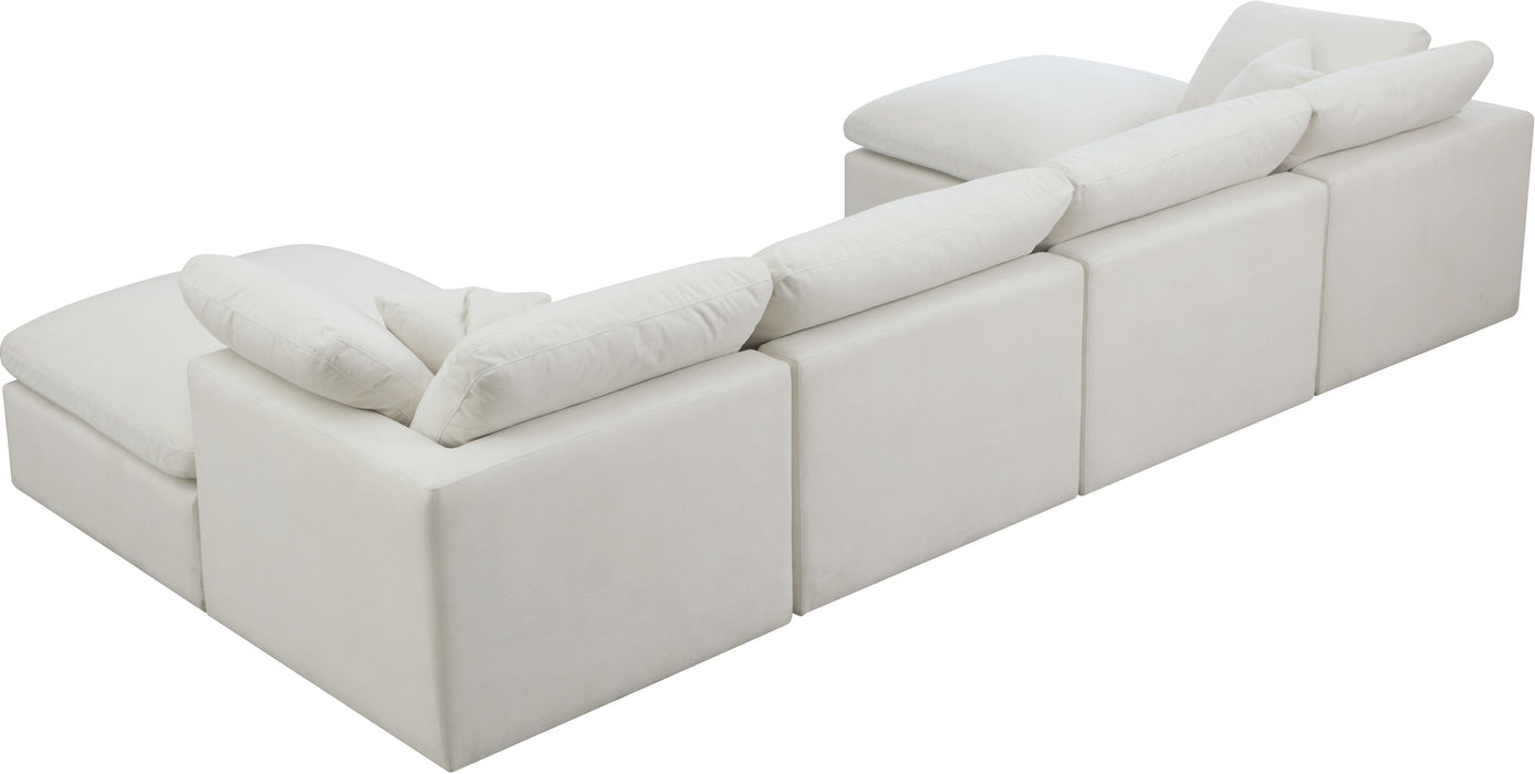 Plush - Velvet Standart Comfort Modular Sectional 6 Piece - Cream - Fabric