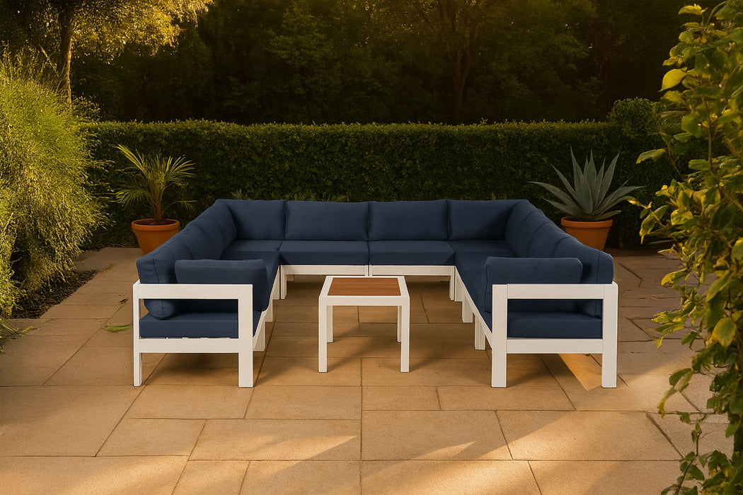Nizuc - Outdoor Patio 10 Piece Modular Sectional With White Frame