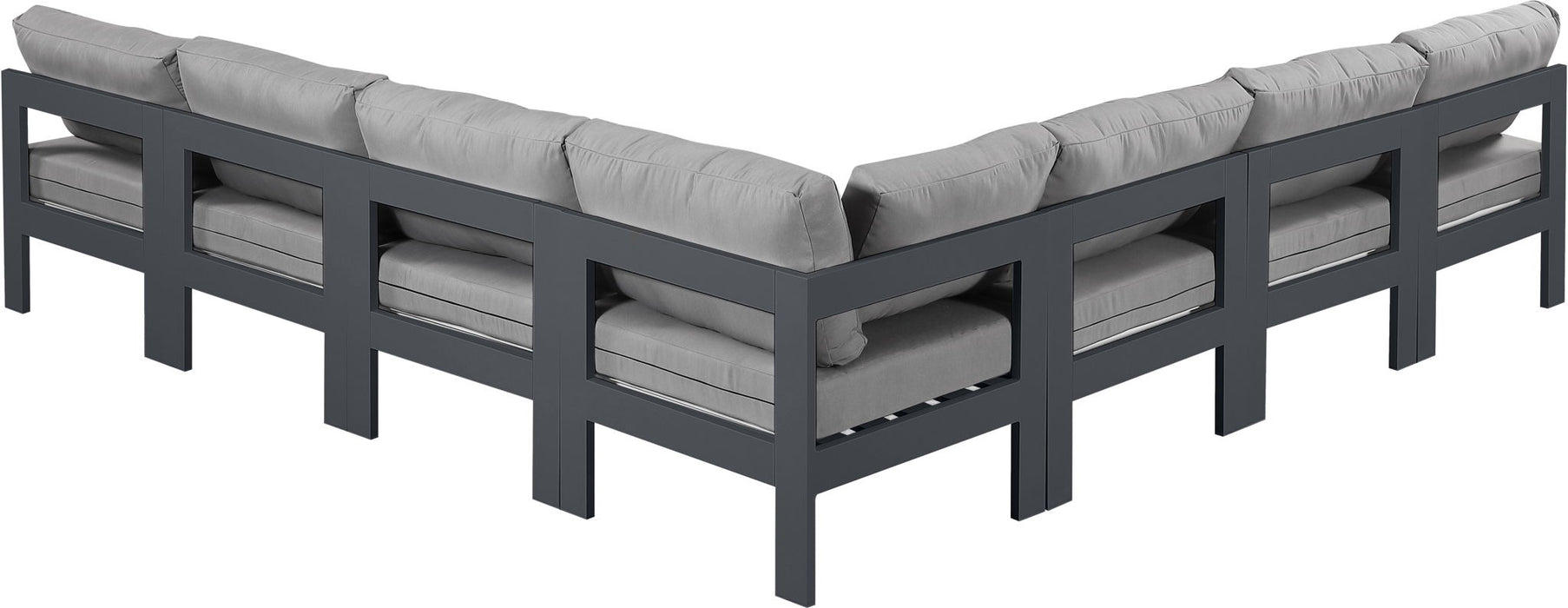 Nizuc - Outdoor Patio 7 Piece Modular Sectional With Gray Frame