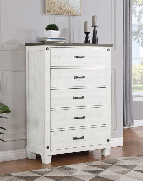 Lilith - 5-Drawer Bedroom Chest - Distressed White