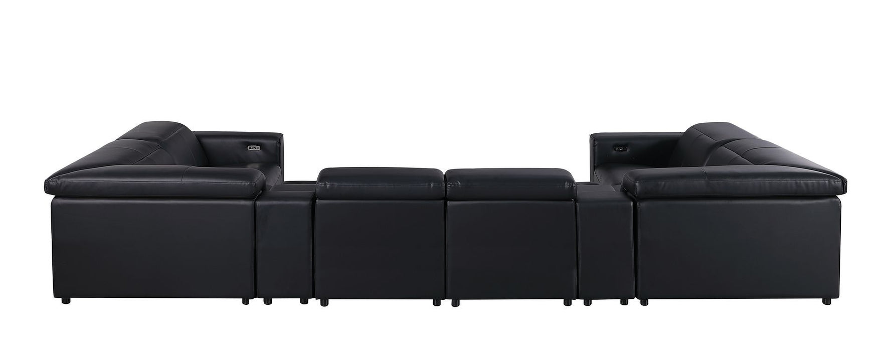 1208 - 8 Piece Modular Leather Sectional With 2 Power Recliners & Power Headrests