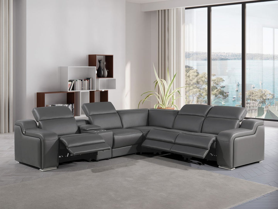 1246 - 6-Piece L-Shaped Modular Power Reclining Sectional With 3 Power Recliners And Power Headrests