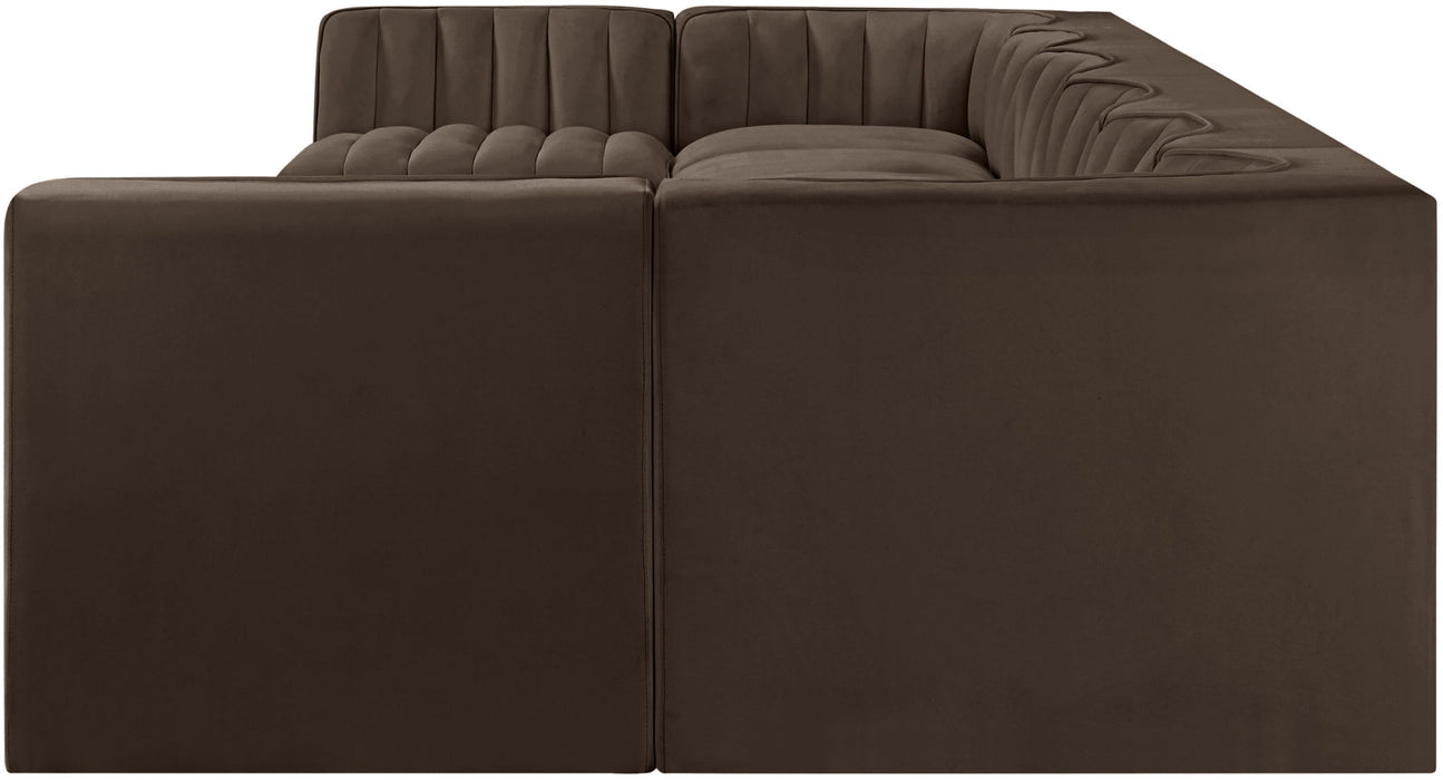 Rummi - Velvet Performance Fabric Upholstered 8 Piece Modular Sectional (With 2 Corner Chairs)