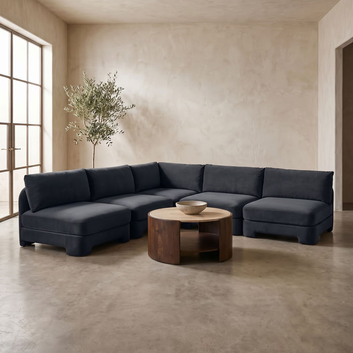 Hammond - Velvet Performance Fabric Upholstered 5 Piece Armless Sectional