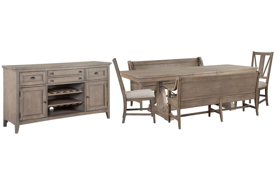 Paxton Place - Extendable Trestle Dining Table Set