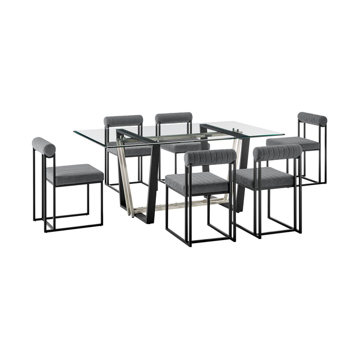 Kai Anastasia - Rectangular Glass Dining Table Set - Matte Black Base