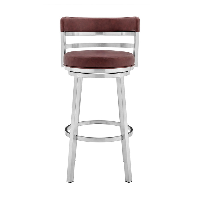 Titana - Swivel Faux Leather And Brushed Stainless Steel Bar Stool