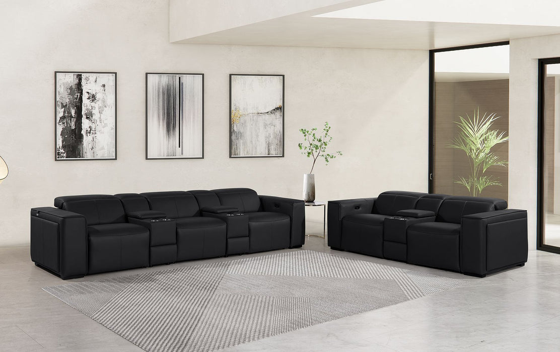 1224 - 8-Piece Modular Power Reclining Sofa & Loveseat Set In With 5 Power Recliners & Power Headrests