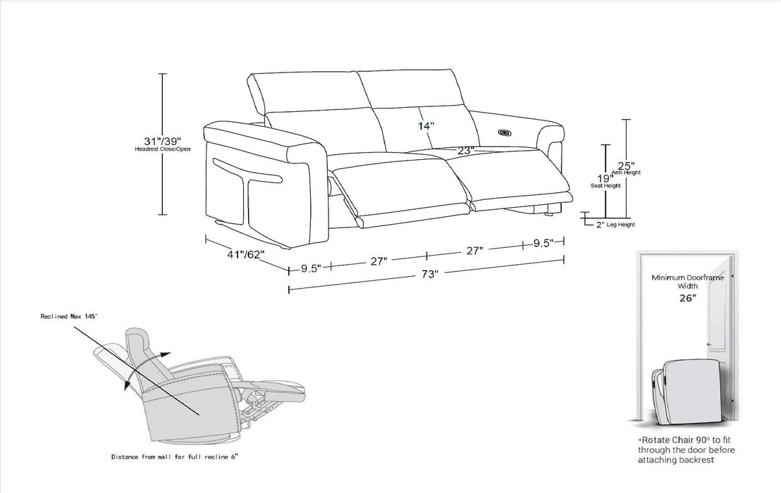 1126 - 2-Piece Modular Power Reclining Loveseat In With 2 Power Recliners & Power Headrests