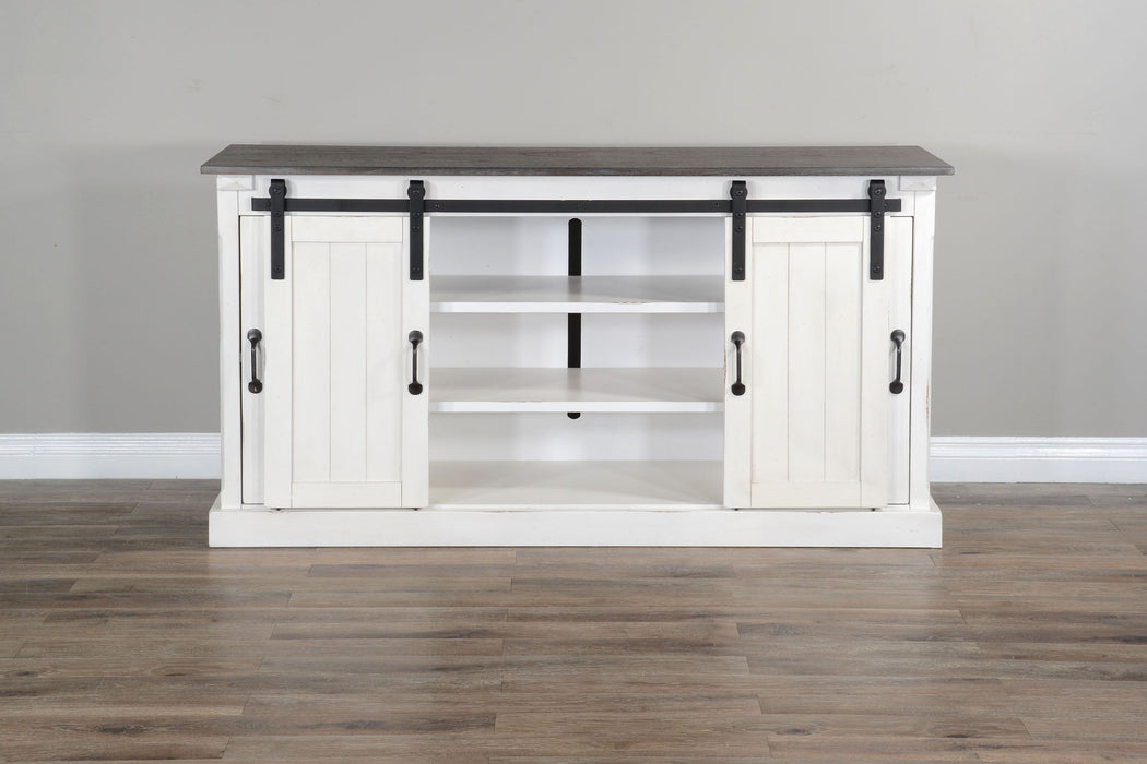 Credenza With Barn Door - White / Dark Brown