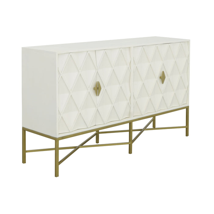 Selena - Four Door Credenza - Truffle Cream / Gold