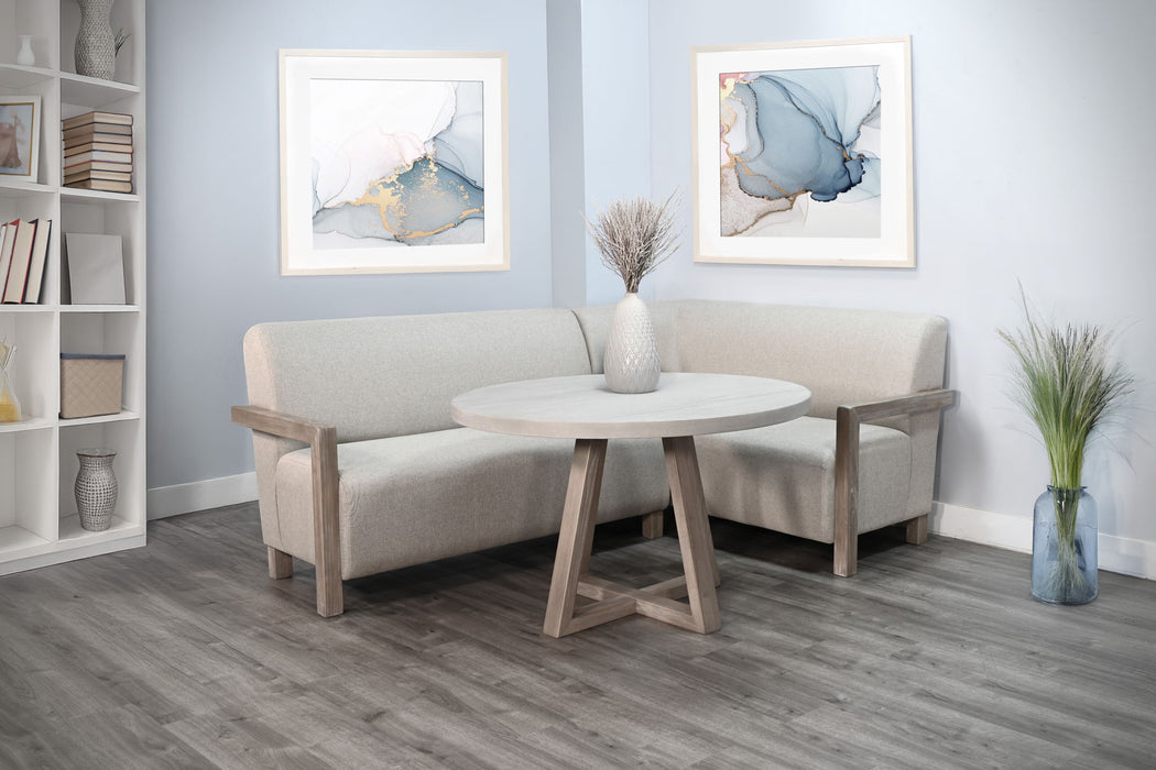 Sedona - 2-Piece Upholstered Dining Bench With Round Table - Wheat