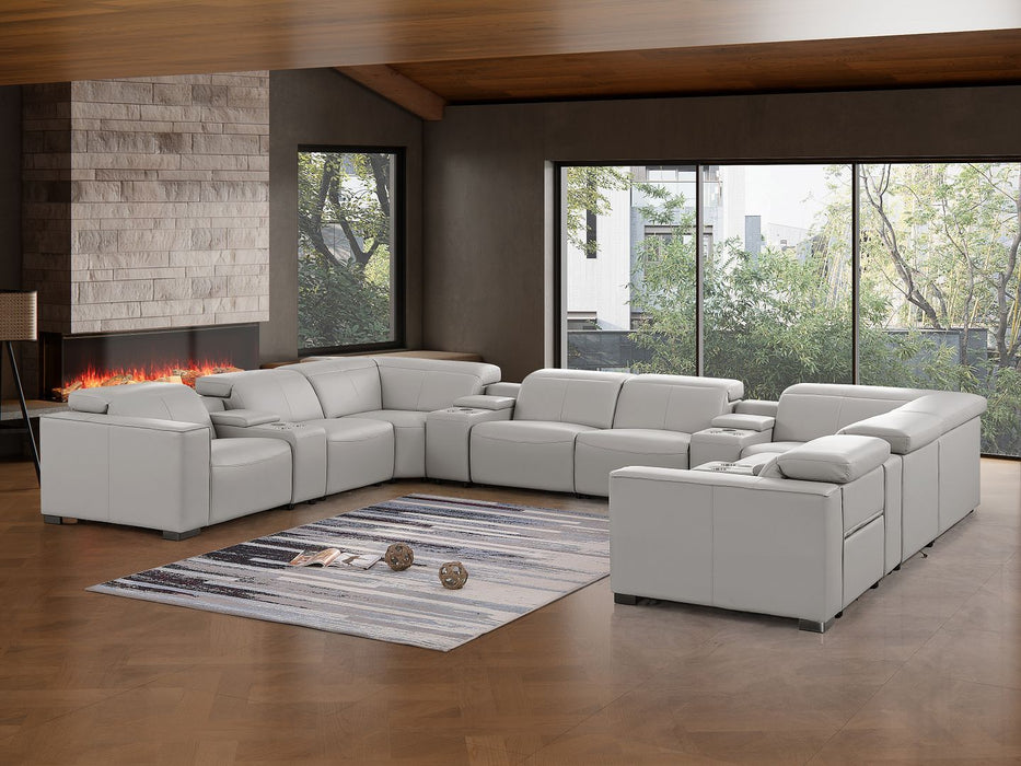 1208 - 12 Piece U Shaped Leather Sectional With 4 Power Recliners & Power Headrest
