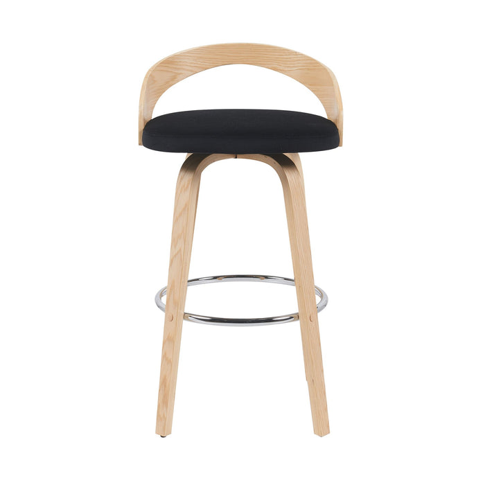 Sonia - Modern Swivel Bar Height Stool - Patterned Oak Wood Finish