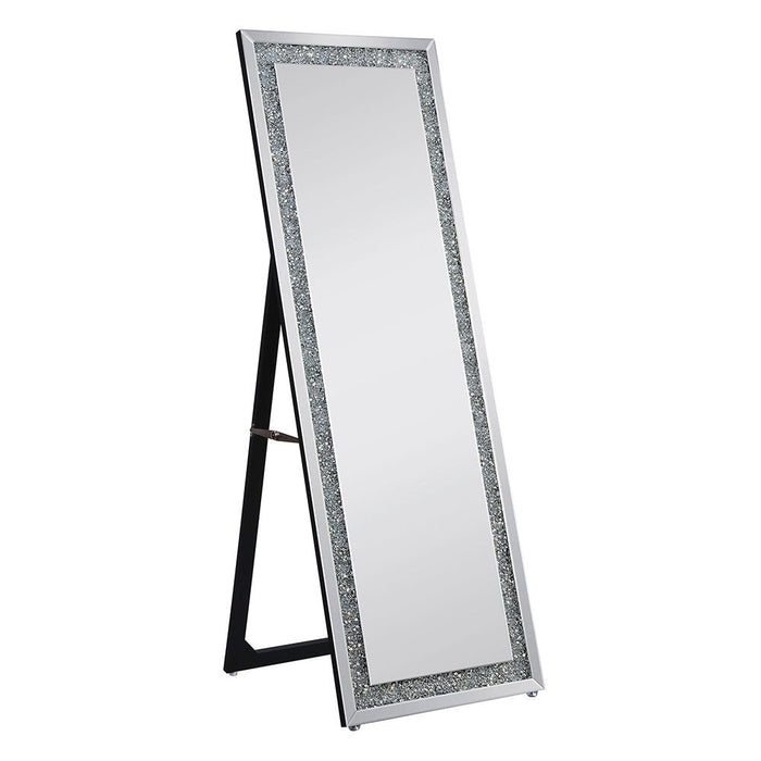 Noralie - 63" X 22" Floor Mirror - Mirrored & Faux Diamonds