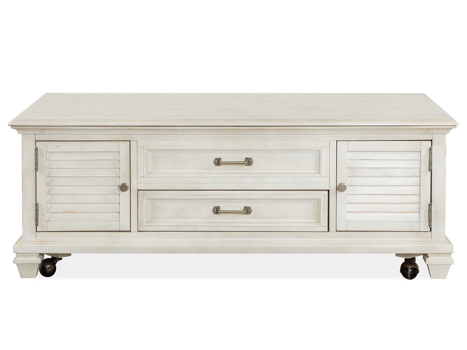 Newport - Lift Top Storage Cocktail Table (With Casters) - Alabaster