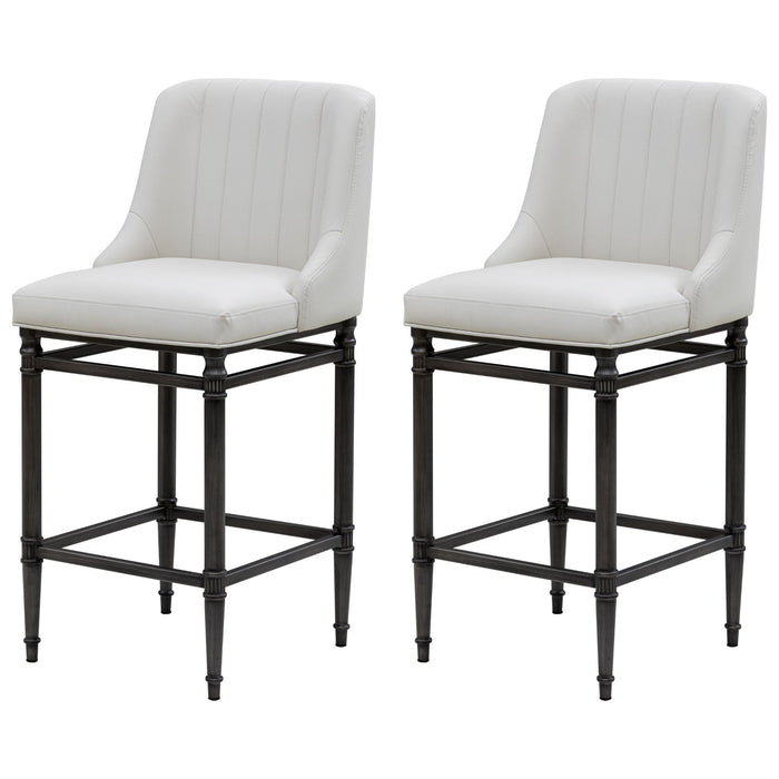 Marvin - Steel Frame Faux Leather Upholstered Counter Height Barstool