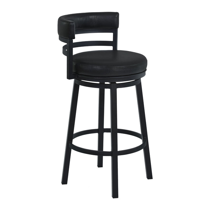 Madrid - 30" Bar Height Metal Swivel Barstool - Ford Black Pu And Black Finish