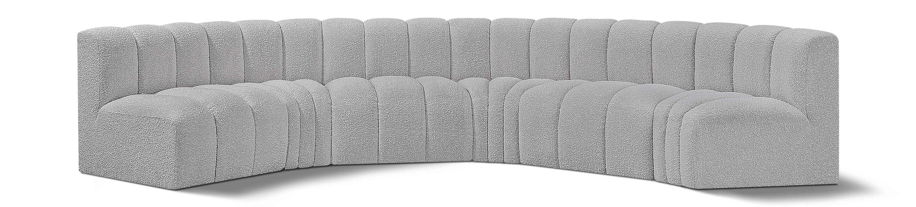 Arc - Boucle Fabric 6 Piece U-Shaped Modular Sofa