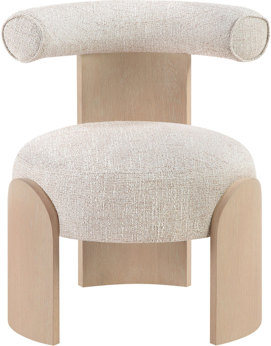 Calder - Linen Textured Fabric Upholstered Accent Chair - Painted Natural Base