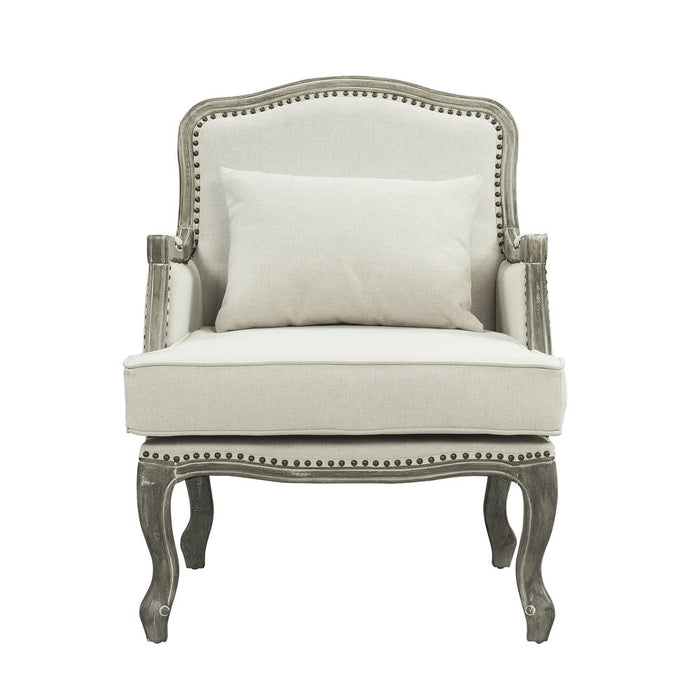 Tania - Chair With Pillow - Cream Linen & Gray