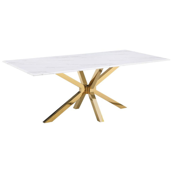 Venera - Rectangular Faux Marble Dining Table - White