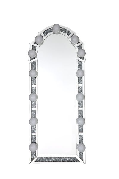 Noralie - 63" Accent Floor Mirror - Mirrored & Faux Diamonds