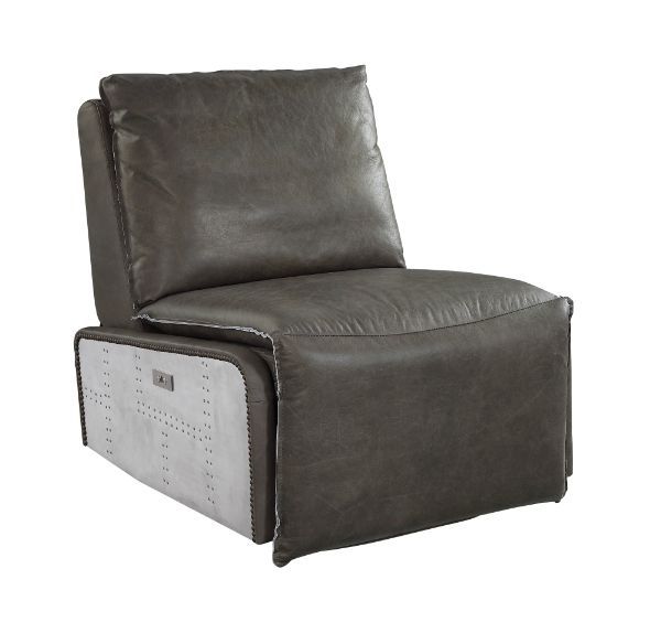 Metier - Recliner - Gray Top Grain Leather & Aluminum