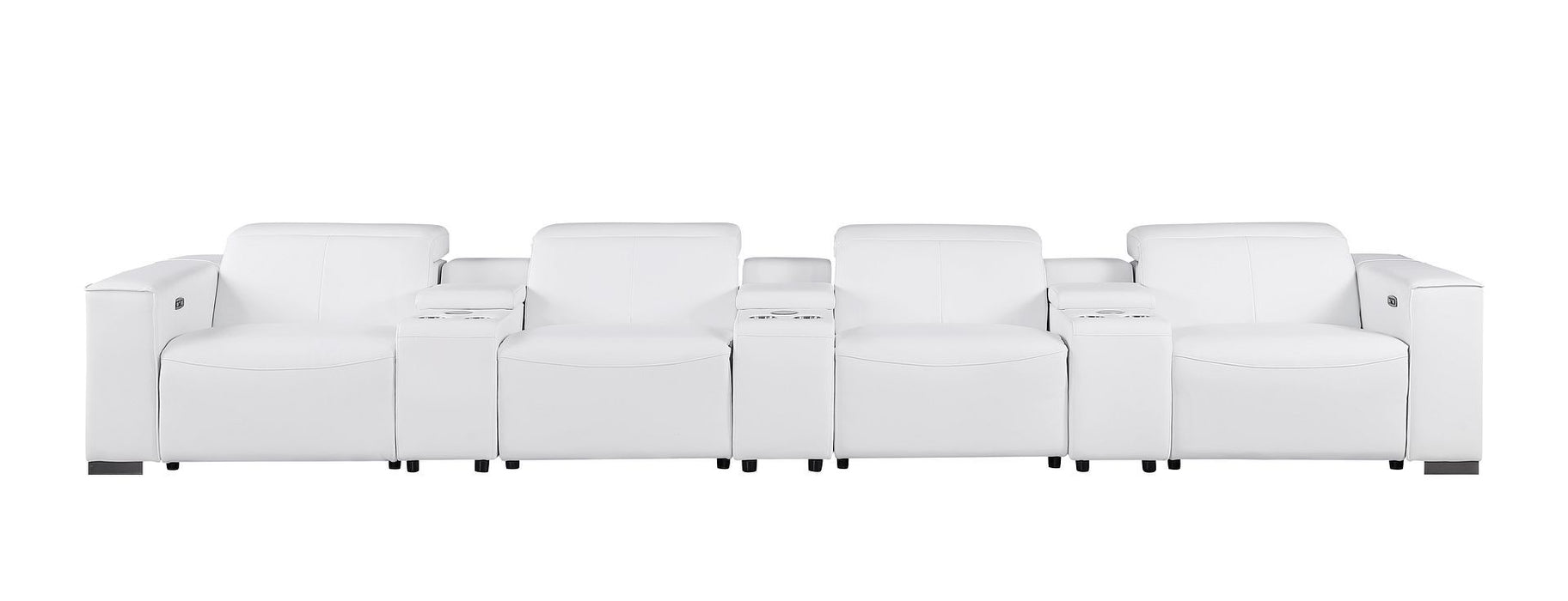 1208 - 7 Piece Leather Sofa With 4 Power Recliners And Power Headrests