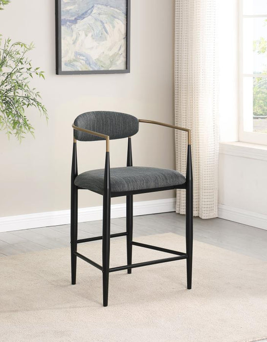 Tina - Metal Counter Height Bar Stool With Upholstered Back And Seat (Set of 2)