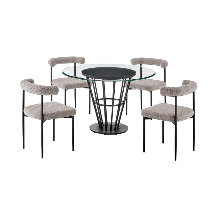 Veronica Shannon -Round Glass Dining Table Set - Matte Black Legs