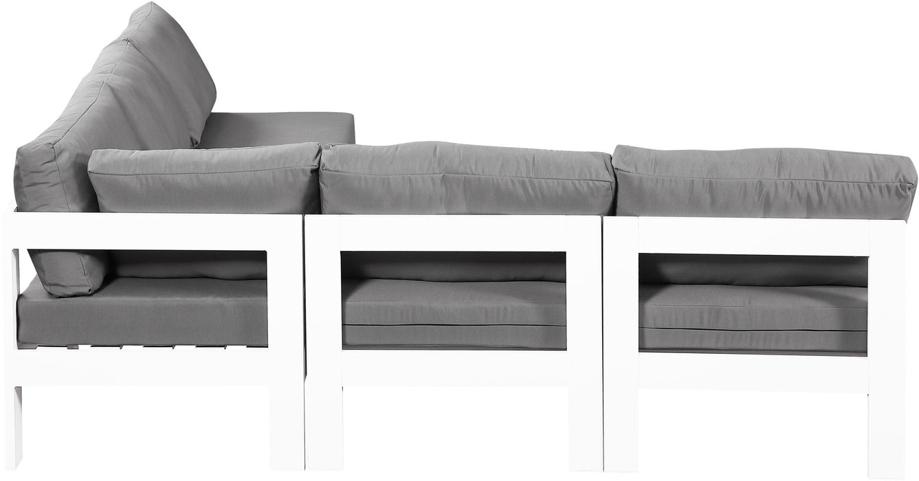 Nizuc - Outdoor Patio 5 Piece Modular Sectional With White Frame