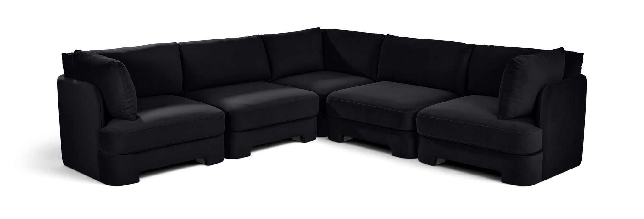 Hammond - Velvet Performance Fabric Upholstered 5 Piece Corner Sectional