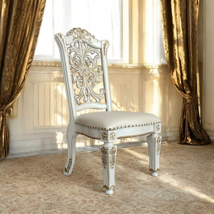 Vendome - 48" Side Chair (Set of 2) - Synthetic Leather & Antique Pearl