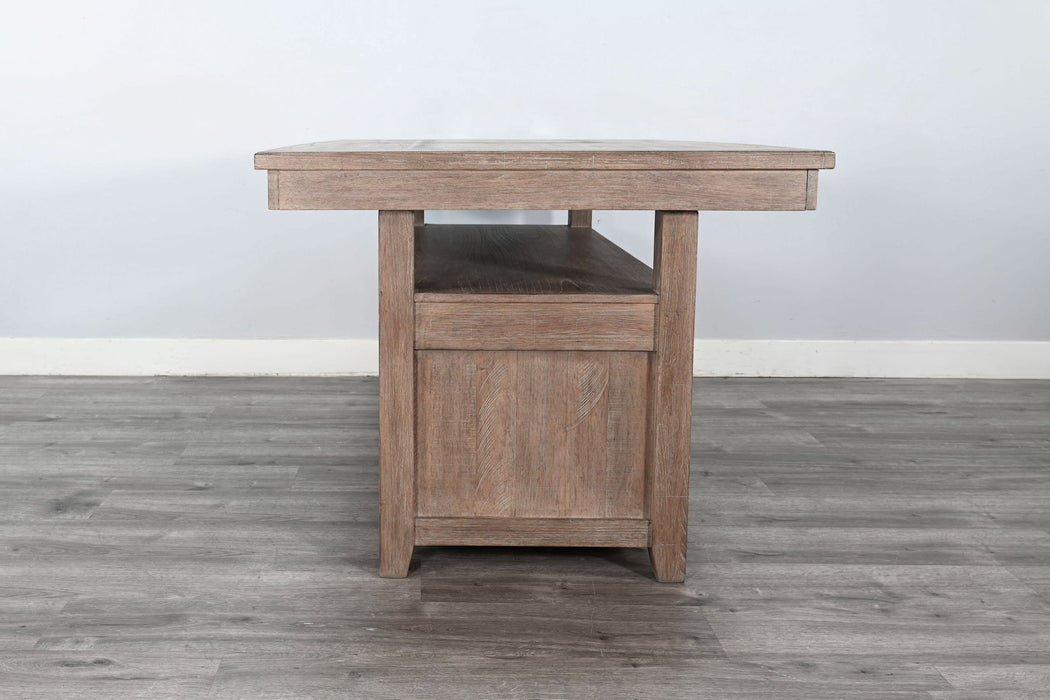 Rustic Counter-Height Extension Dining Table With Barn Door Storage - Amber