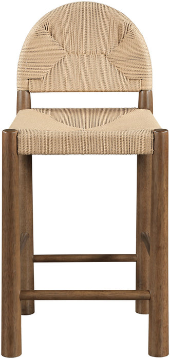 Bohemia - Woven Seagrass Cord And Solid Wood Counter Stool - Beige