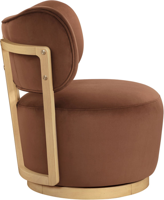 Elara - Velvet Upholstered Swivel Accent Chair - Stained Natural