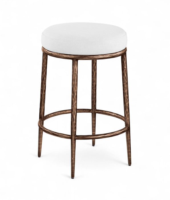 Ferro - Upholstered Backless Counter Stool With Brushed Bronze Base