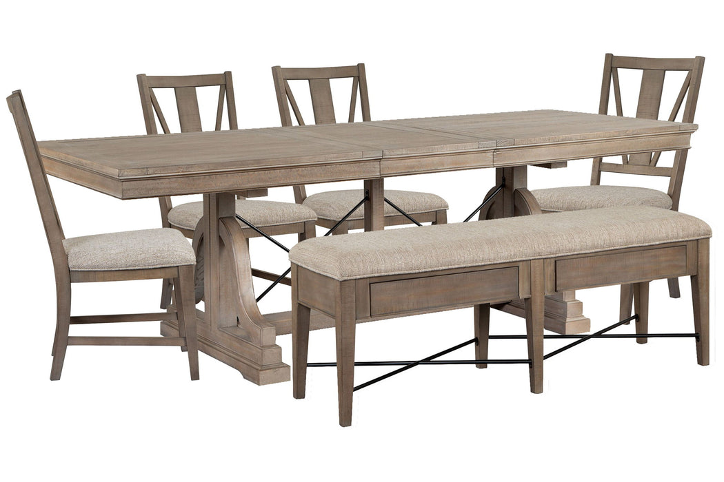 Paxton Place - Extendable Trestle Dining Table Set