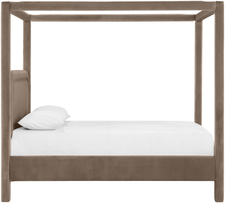 Salina - Velvet Upholstered Bed - Taupe
