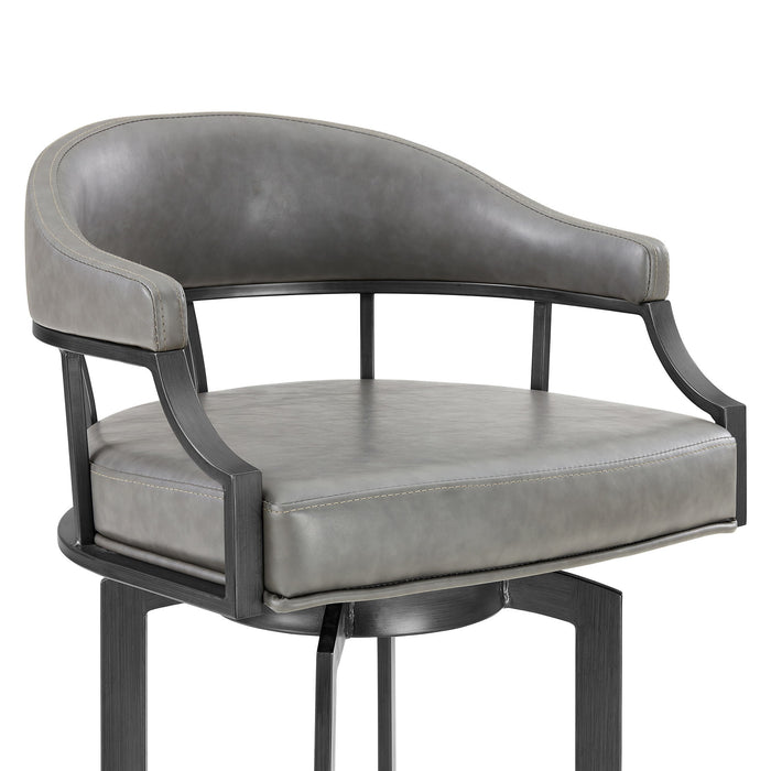 Edy - Swivel 26" Mineral Finish And Gray Faux Leather Bar Stool