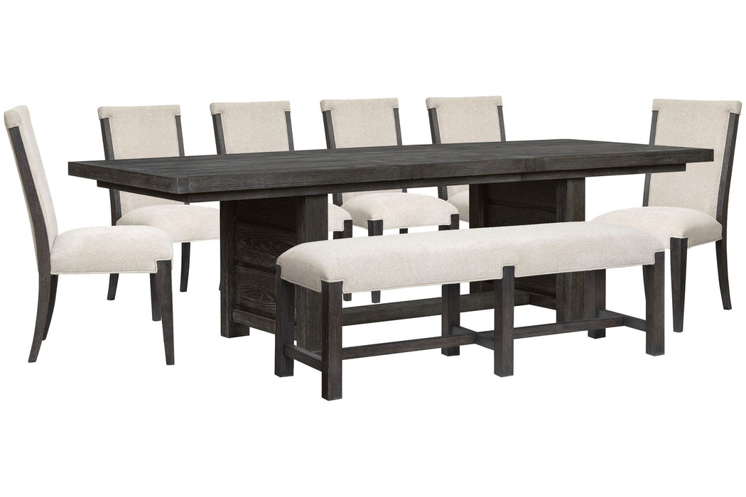 Plum Creek - 8 Piece Extendable Trestle Dining Table Set