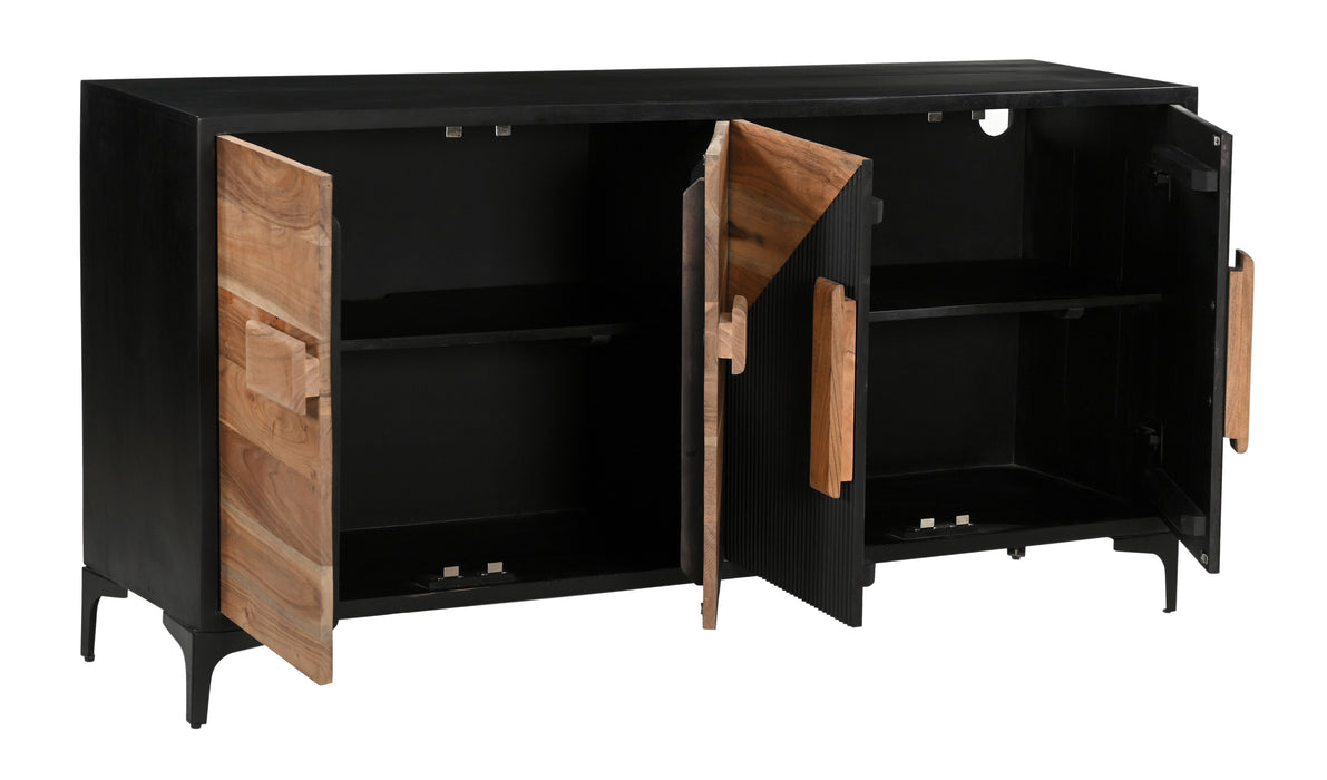 Methone - Four Door Credenza - Natural / Black