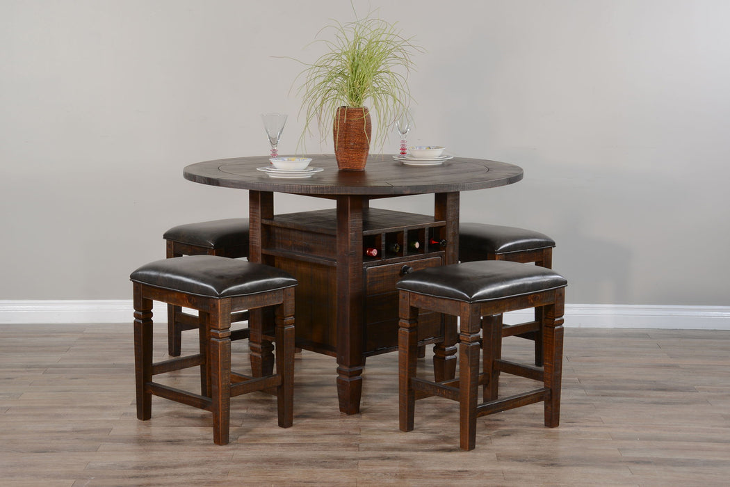 Homestead - Round Counter Height 5 Piece Dining Set - Tobacco Leaf