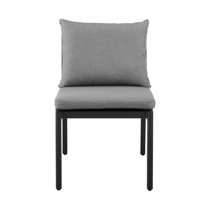 Cayman - Outdoor Patio Dining Chairs In Aluminum With Gray Cushions - (Set Of 2)