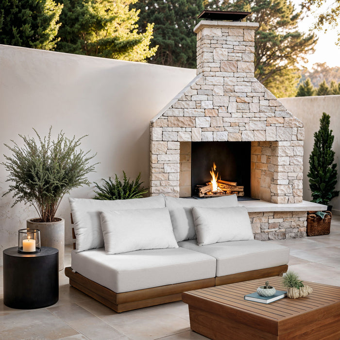 Mirella - 2 Piece Water Resistant Fabric 74" Upholstered Outdoor Patio Modular Armless Loveseat