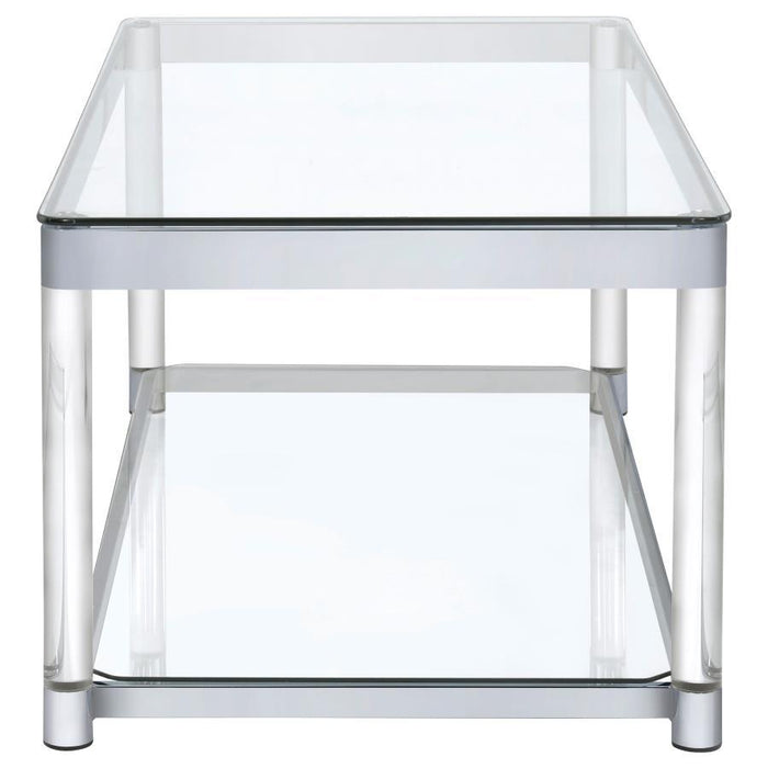 Anne - Rectangular Glass Top Acrylic Leg Coffee Table - Chrome