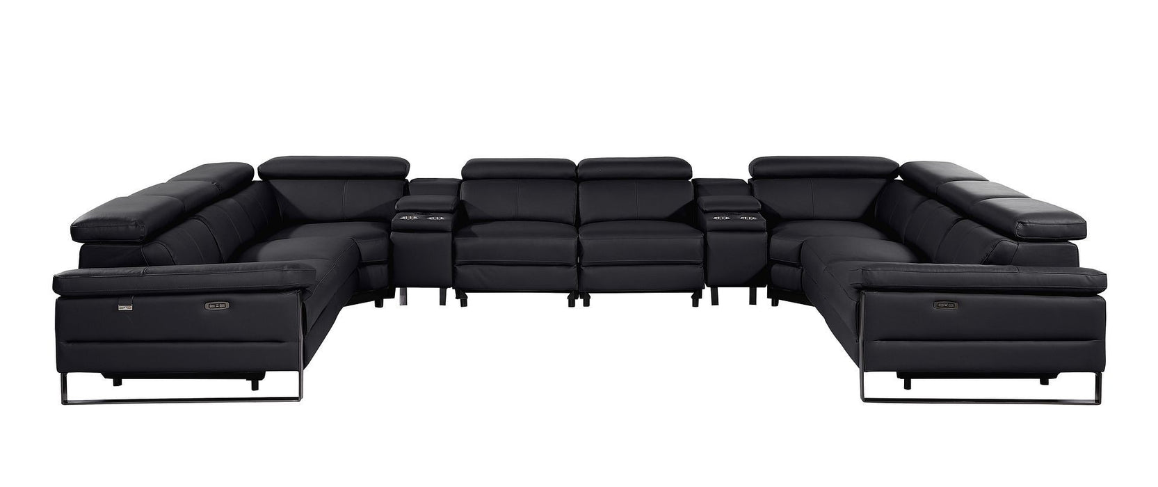 1246 - 10-Piece U-Shaped Modular Power Reclining Sectional With 4 Power Recliners And Power Headrests