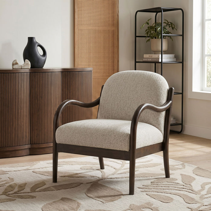 Helmsley - Performance Fabric Upholstered Accent Chair - Brown Frame