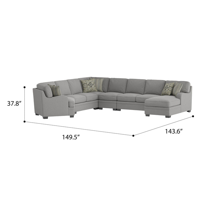 Analiese - Wood 6 Piece Sectional - Dove Gray